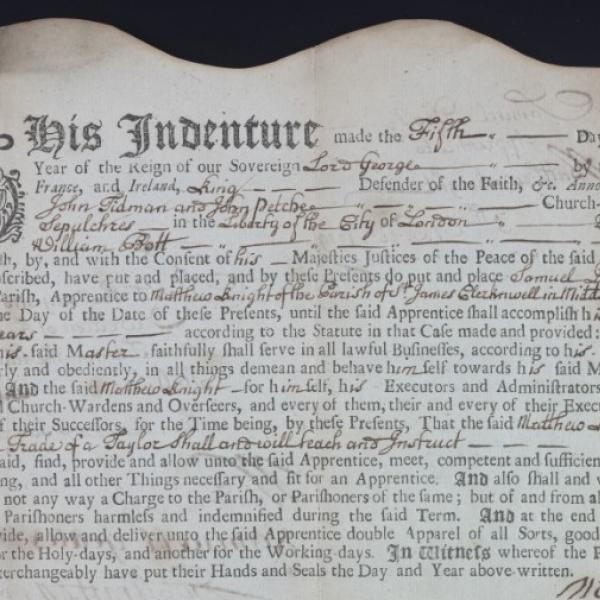 Samuel Davis Indenture, 1719