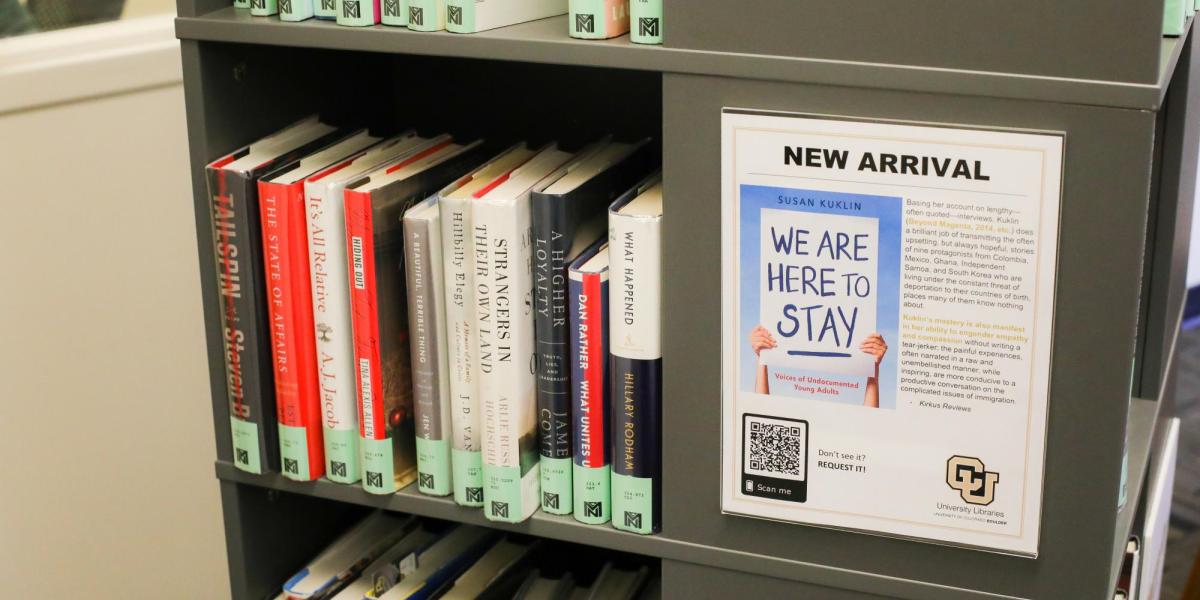 A bookshelf of titles from the Popular Reading Collection