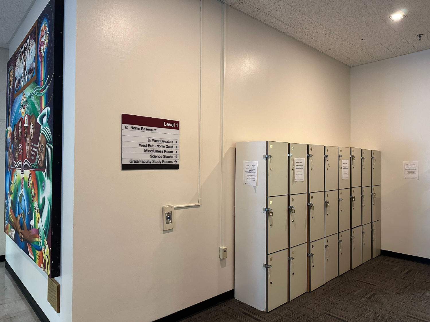 Norlin Library lockers on the first floor