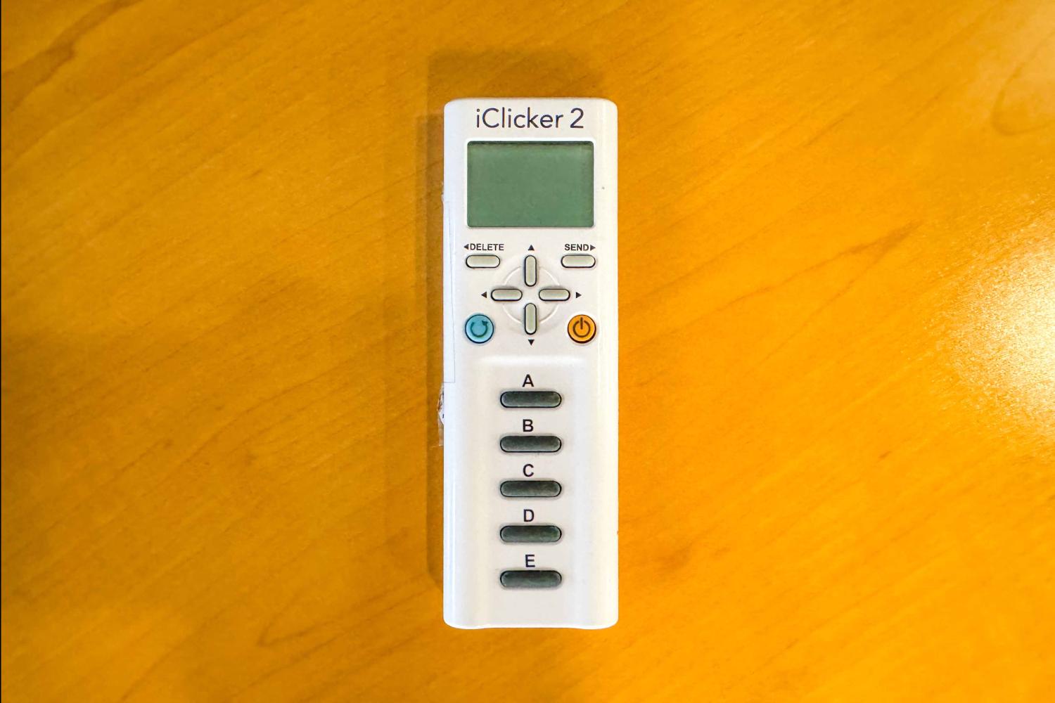 A photo of an iClicker for checkout.
