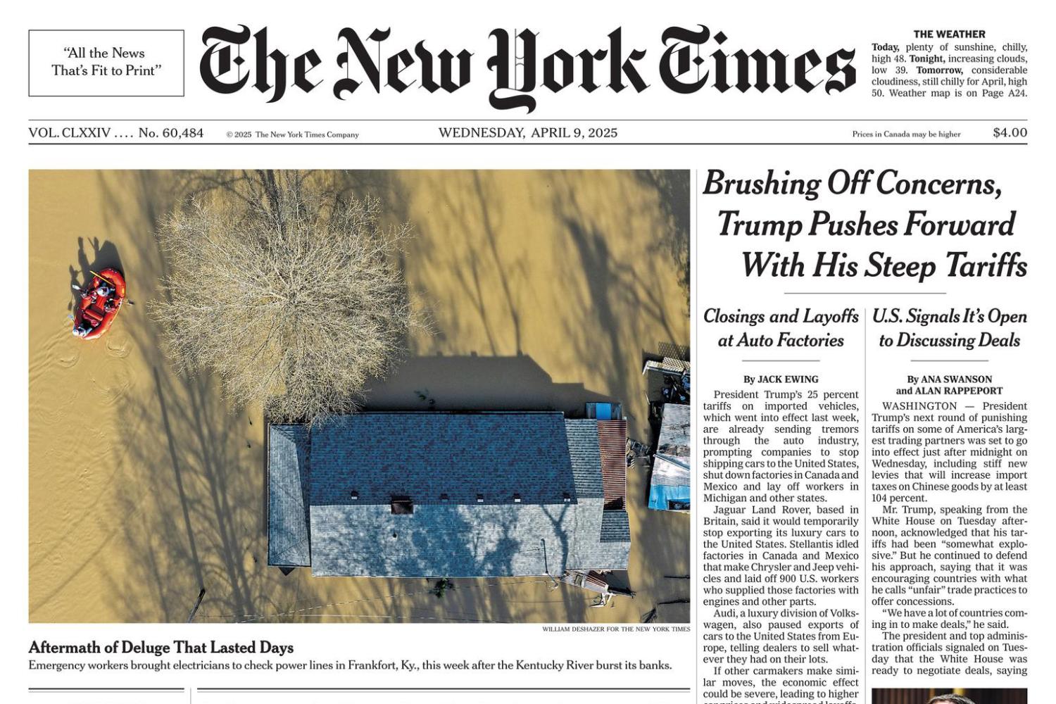 New York Times April 9 front page