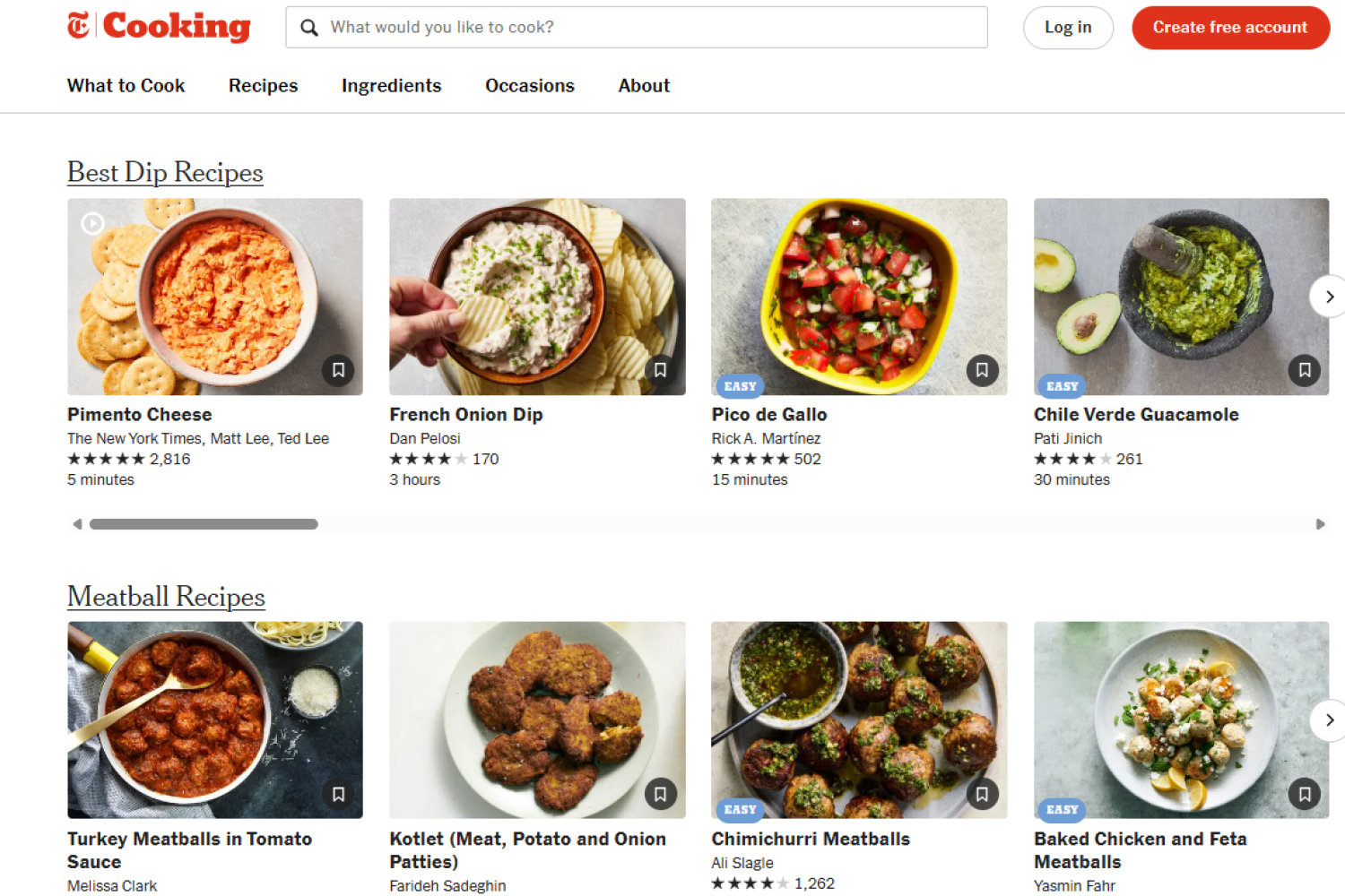 New York Times Cooking website