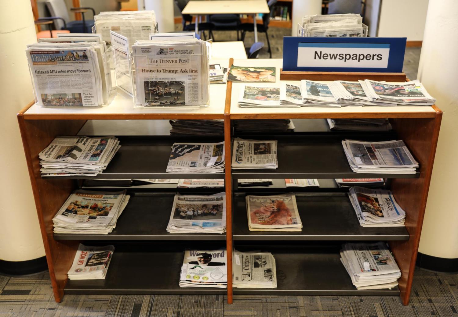 The Libraries newspaper collection in Norlin.