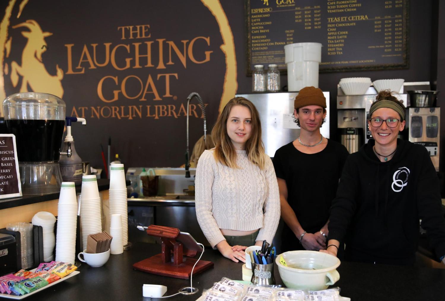 Students working at the Laughing Goat.