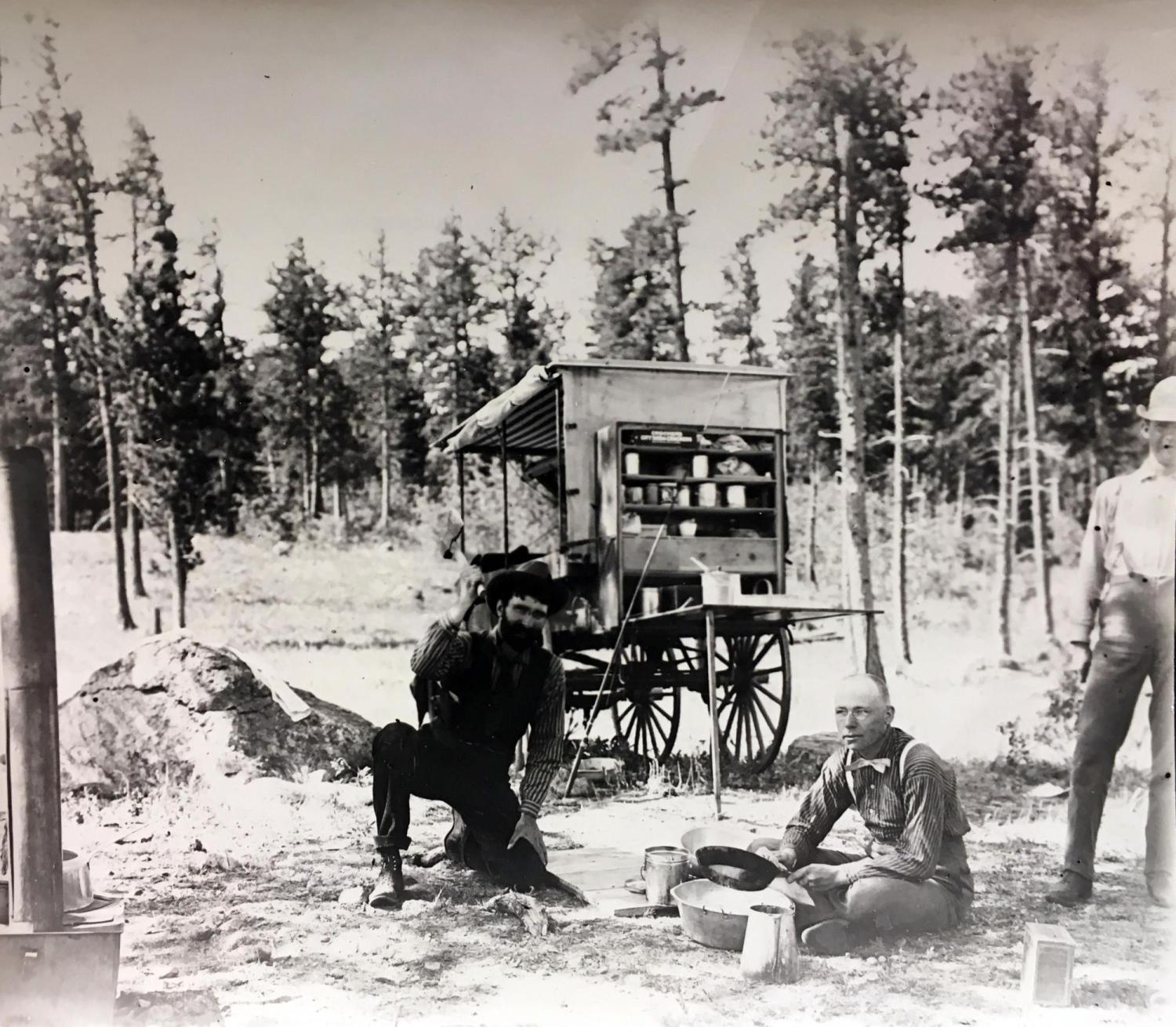 Francis Ramaley, seated, with friends, circa 1900