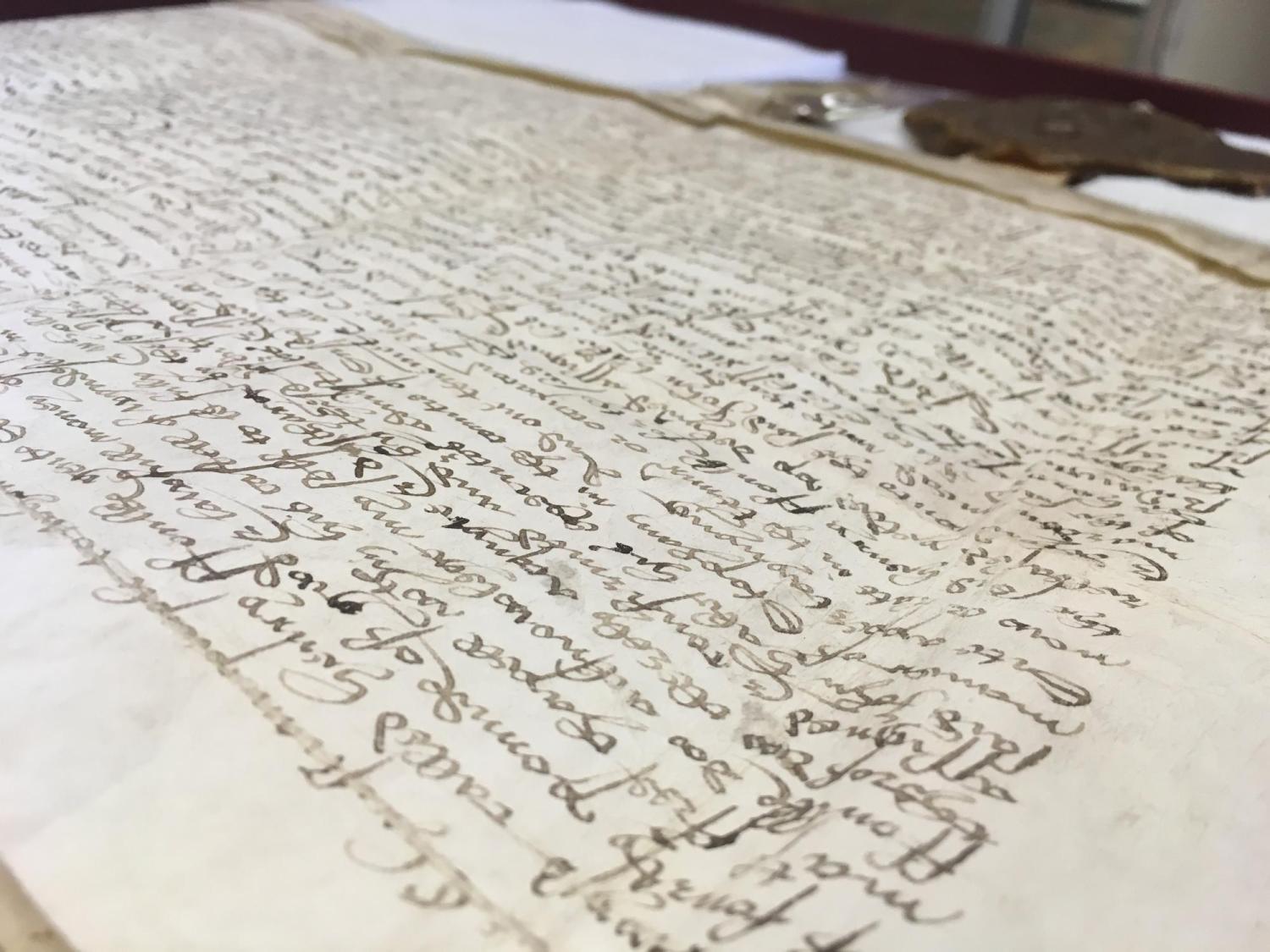 handwritten land deed from the 16th century