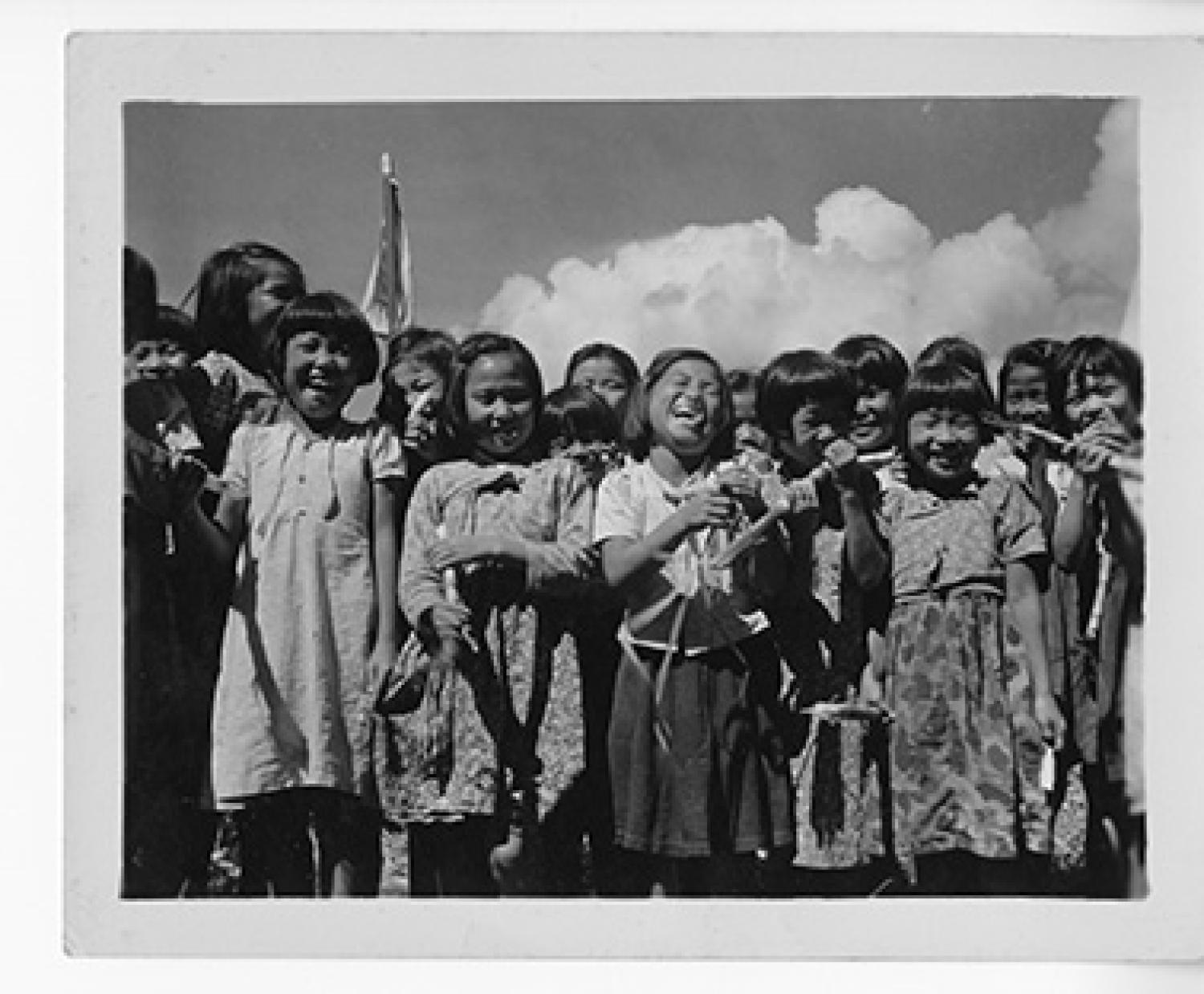 Young children at the Tinian School set up by CU Japanese Language School graduate, LT Telfer Mook in 1944.