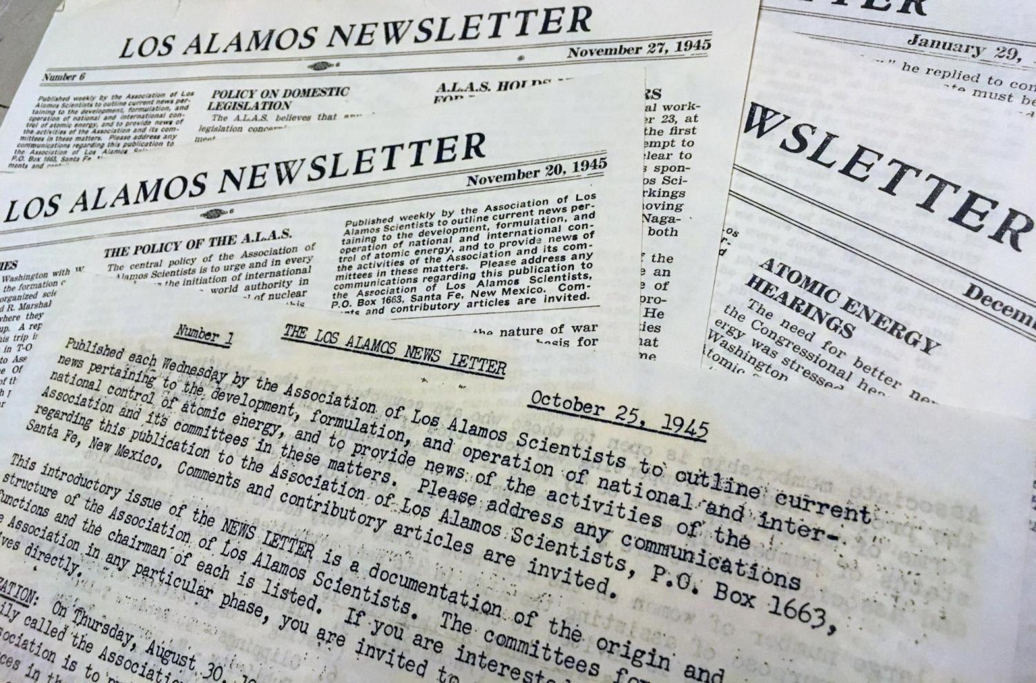 Copies of the Los Alamos Newsletter during the Manhattan Project