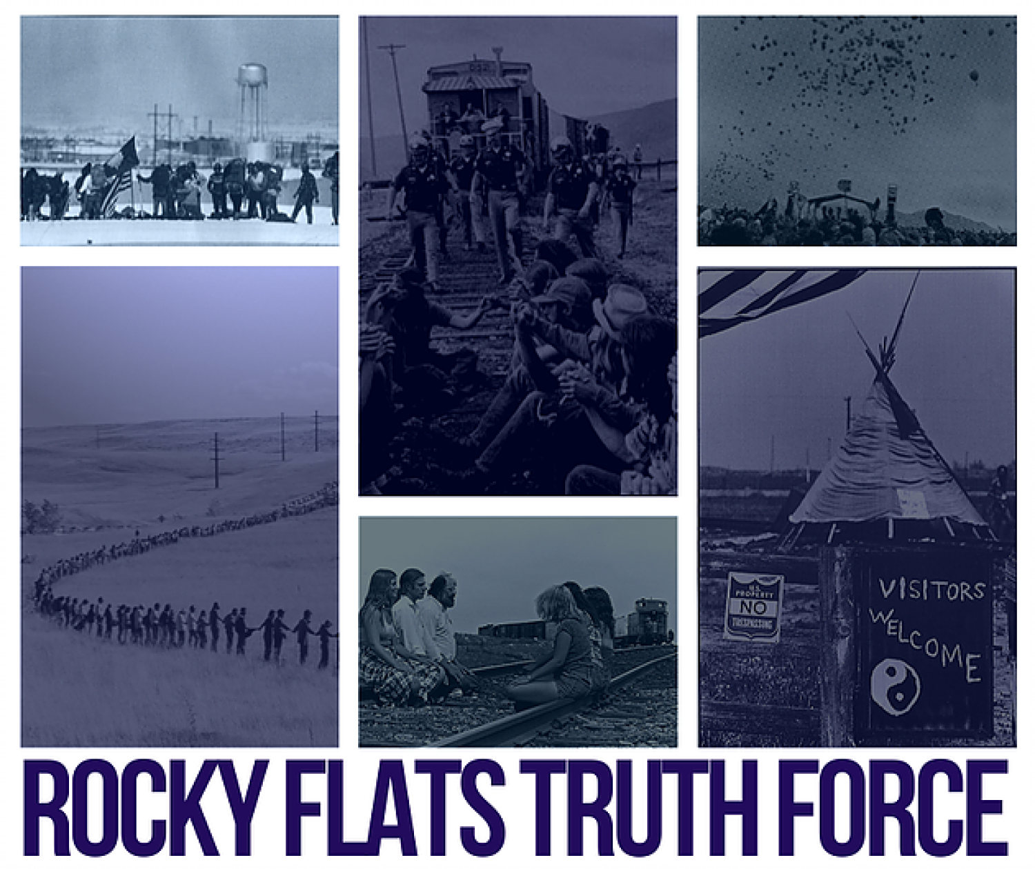 Collage of photos from Rocky Flats Truth Force in the late 1970s.