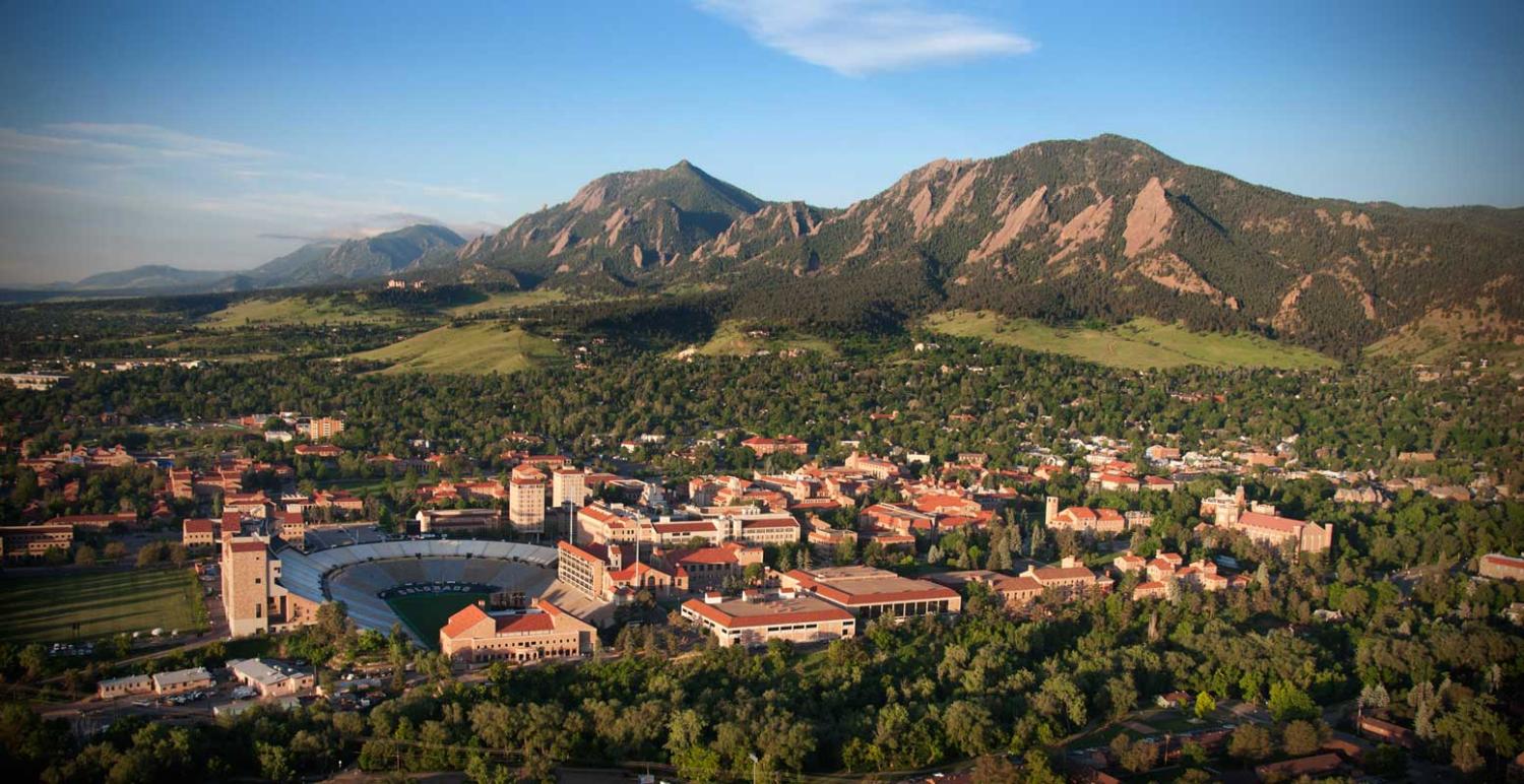 University of Colorado Boulder campus as seen from a drone perspective