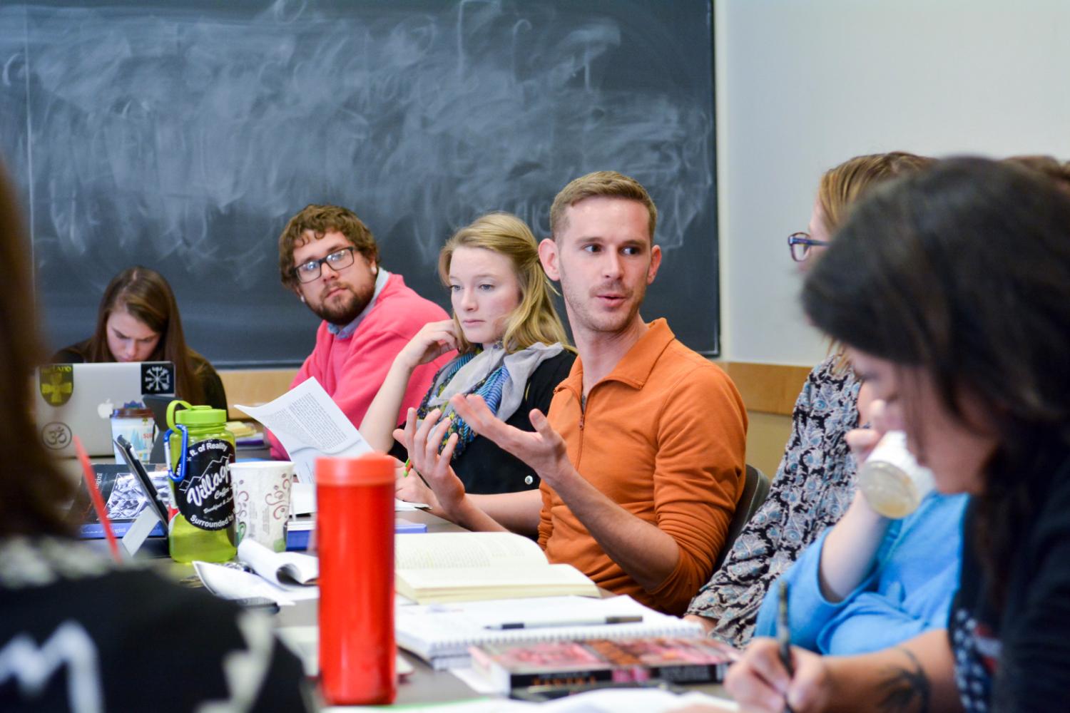 Student discussion in a classroom