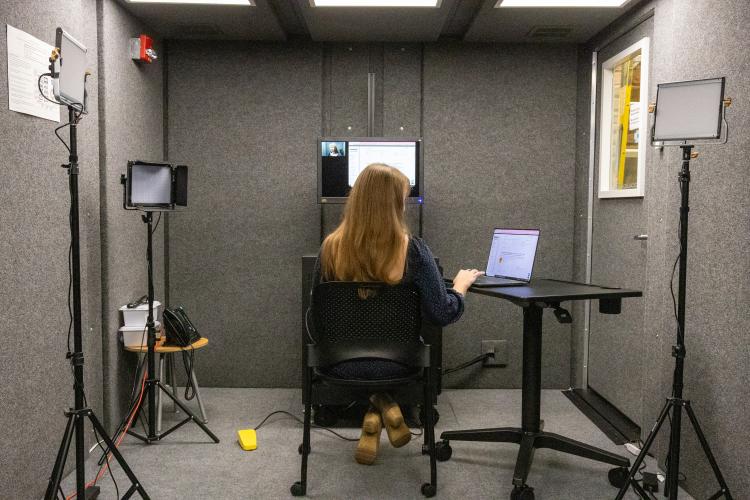 Person using the Video Creation Station