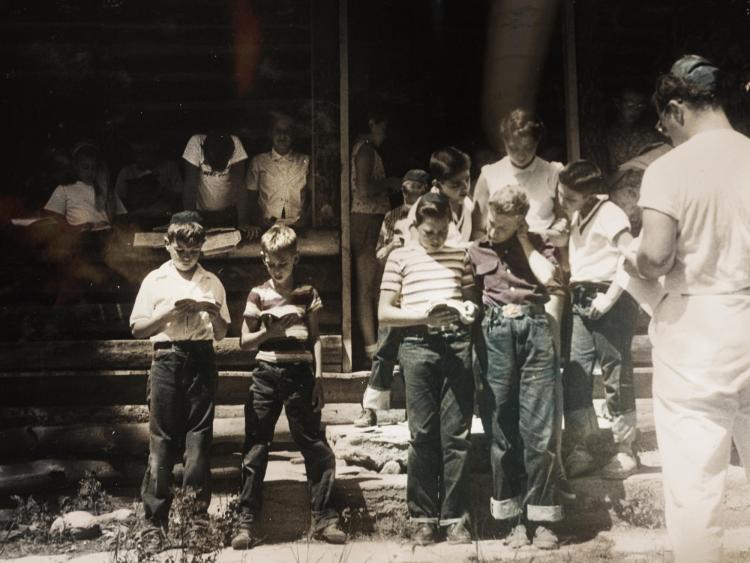 Children at a Jewish camp in the American West.